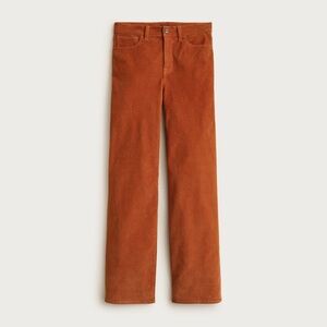 J. Crew Slim Wide Pant in Corduroy High-Rise Ankle Crop Stretch Orange Brown